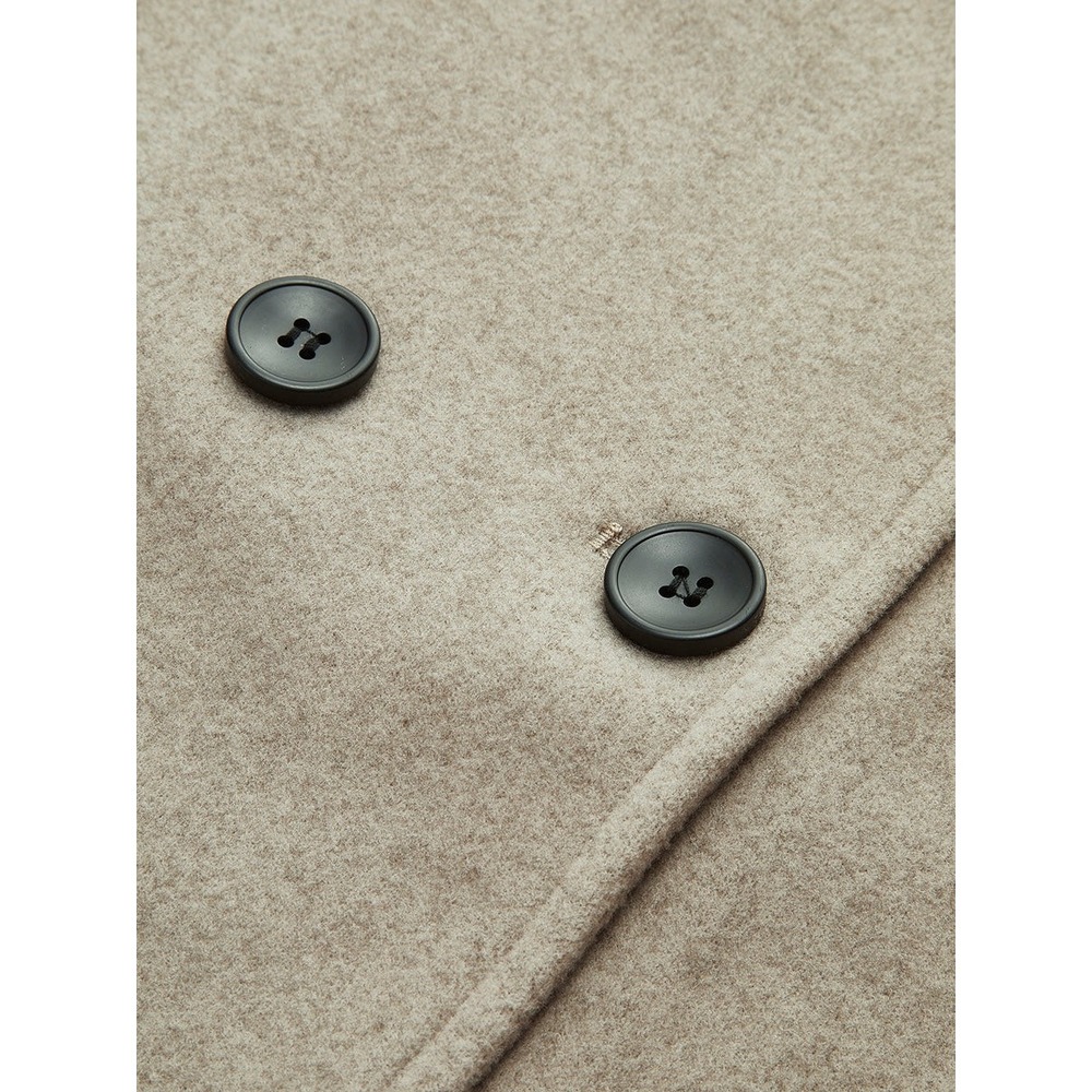 Double Breasted Wool Blend Jacket Collarless Crop… - image 4